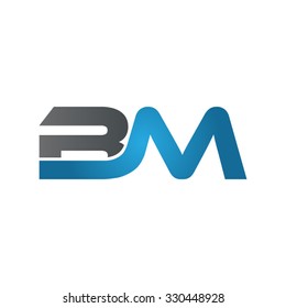 BM company linked letter logo blue