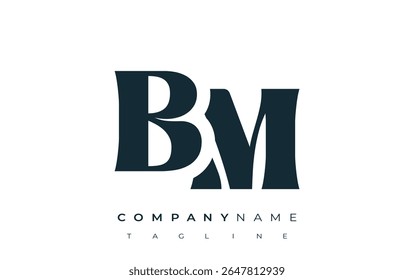 BM Creative Abstract Typography Logo Design. Elegant logo combining bold typography and creative shapes, ideal for branding and identity solutions.