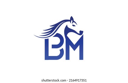 BM Horse logo design vector