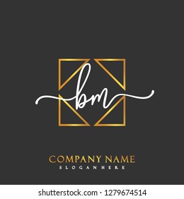BM Initial Handwriting logo template vector