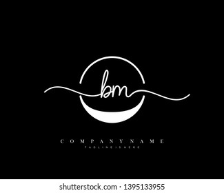 BM initial handwriting logo template vector