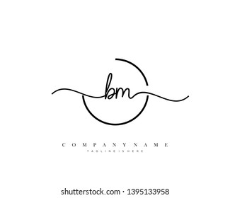 BM initial handwriting logo template vector