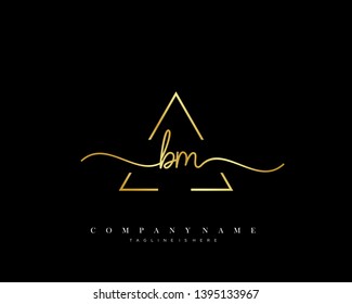 BM initial handwriting logo template vector