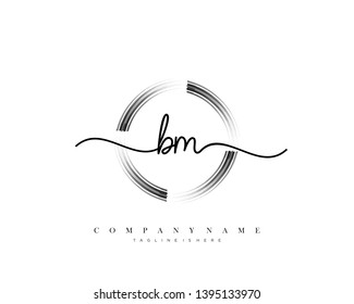 BM initial handwriting logo template vector