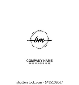 BM Initial handwriting logo template vector