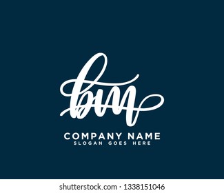BM Initial Handwriting Logo Vector