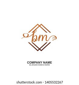 BM Initial handwriting logo vector