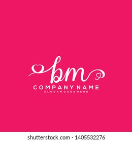 BM Initial handwriting logo vector