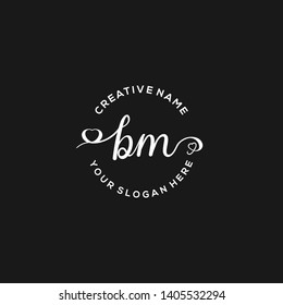 BM Initial handwriting logo vector