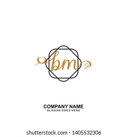 BM Initial handwriting logo vector