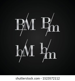 BM initial letter elegant symbol template vector for creative label packaging brand wedding invitations business black and silver color based