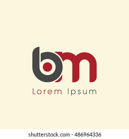 bm initial letter linked lowercase logo. b and m vector template design.