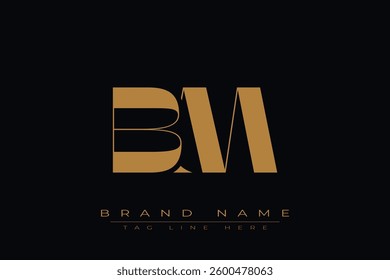 BM initial letter logo design. Letter B and M luxury alphabet letter logo icon template