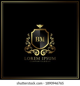 BM Initial Letter Luxury Logo Vorlage in Vektorkunst für Restaurant, Royalty, Boutique, Cafe, Hotel, Heraldic, Juwelierei, Mode und andere Vektorgrafik.
