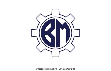 BM initial letter mechanical circle logo design vector template. industrial, engineering, servicing, word mark, letter mark, monogram, construction, business, company, corporate, commercial, geometric