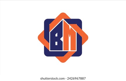 BM initial letter real estate builders logo design vector. construction, housing, home marker, property, building, apartment, flat, compartment, business, corporate, house rent, rental, commercial