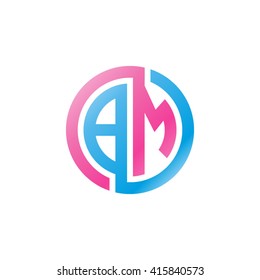 BM initial letters linked circle logo pink blue