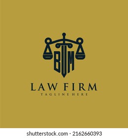 BM initial monogram for lawfirm logo with sword and scale