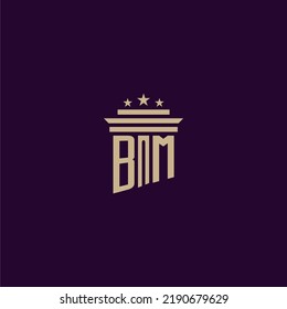BM initial monogram logo design for lawfirm lawyers with pillar vector image