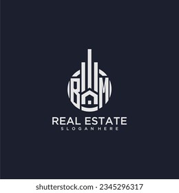 BM initial monogram logo for real estate with creative circle design vector