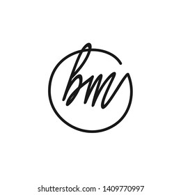 BM initial signature logo. handwriting logo template vector,