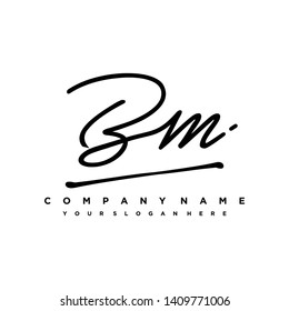 BM initial signature logo. handwriting logo template vector,