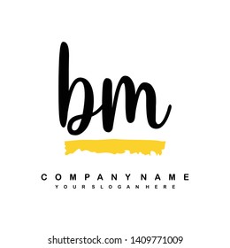 BM initial signature logo. handwriting logo template vector,
