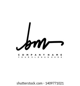 BM initial signature logo. handwriting logo template vector,