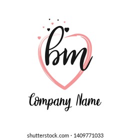 BM initial signature logo. handwriting logo template vector,