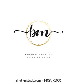 BM initial signature logo. handwriting logo template vector,