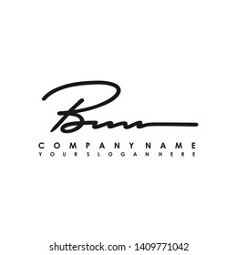 BM initial signature logo. handwriting logo template vector,