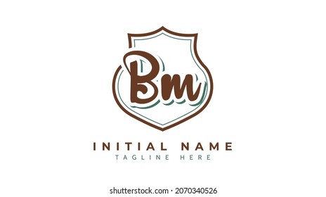 Bm Initials, handwriting logo vector