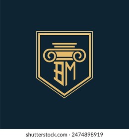 BM Initials Law Firm Logo Lawyer logo with creative law element