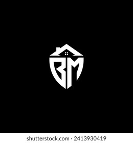 BM initials premium shield logo monogram with home designs modern templates