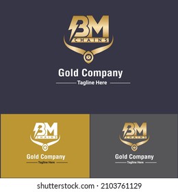 BM Latter Word mark  logo  for Gold Company, Company Business,  Shop logo for all kinds of digital print, banner, poster, flyer, magazine, Id card, Business card 