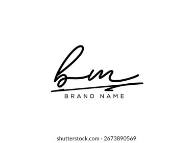 BM letter elegant cursive beauty handwriting logo.