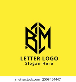 Logotipo da letra BM Design Criativo. Vetor de conceito exclusivo do logotipo do monograma BM. BM criativo moderno plano abstrato iniciais letra logotipo.