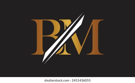 bm letter logo design template elements. bm vector letter logo design.