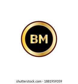 bm letter logo with gold gradient