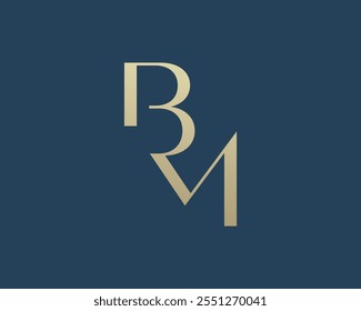 Diseño de icono de logotipo de letra BM. Monograma de las iniciales de lujo de estilo clásico.
