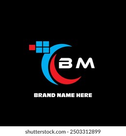 Diseño moderno del logotipo de la letra de BM sobre fondo negro
