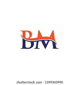 BM Letter Logo With Modern Wave Typography Vector Template. Creative Abstract Letter BM Logo Design.