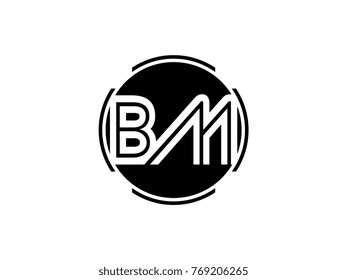 BM letter logo round black