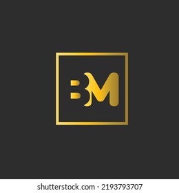 Diseño delgado del logotipo de las letras BM. Ilustración de concepto de carta negra simple y creativa.