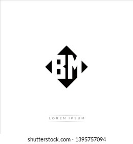 BM Logo Capital Modern of Negative Space Square Designs Template with White Background