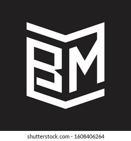 BM Logo Emblem Monogram With Shield Style Design Template Isolated On Black Background