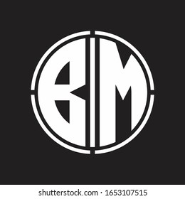 BM Logo initial with circle line cut design template