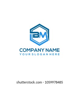 BM logo letter initial, Abstract polygonal Background Logo,