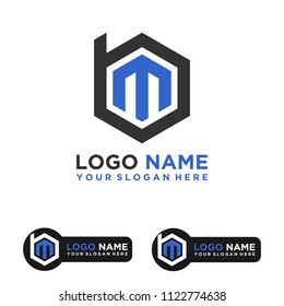 BM logo letter initial, Abstract polygonal Background Logo,