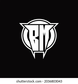 BM Logo monogram with circle rounded shape design template on black background